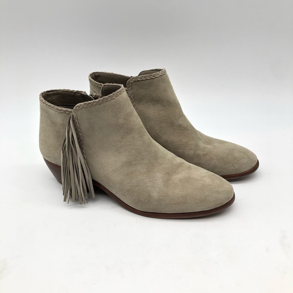 Sam Edelman Tan Ankle Boots with Fringe